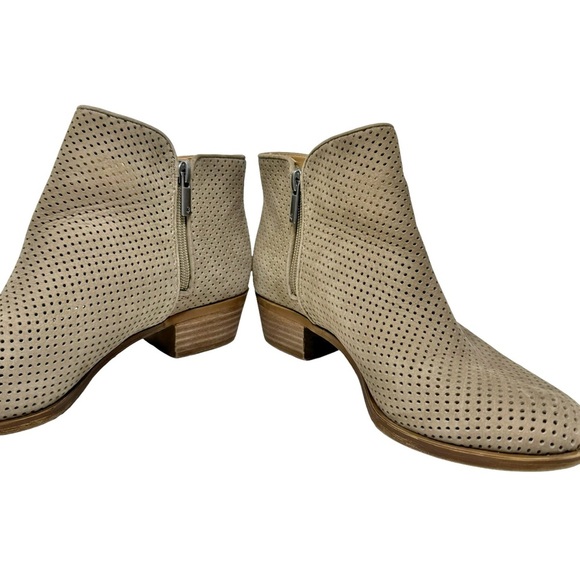 Lucky Brand Breona Tan Suede Laser Cut Booties Size 8 - Picture 4 of 8
